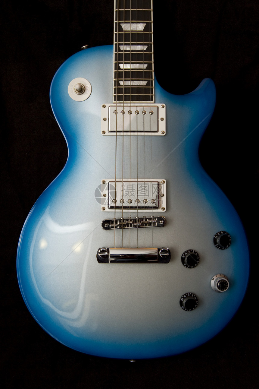 蓝色吉他字符串乐器摄影脖子音乐木头岩石指板照片图片