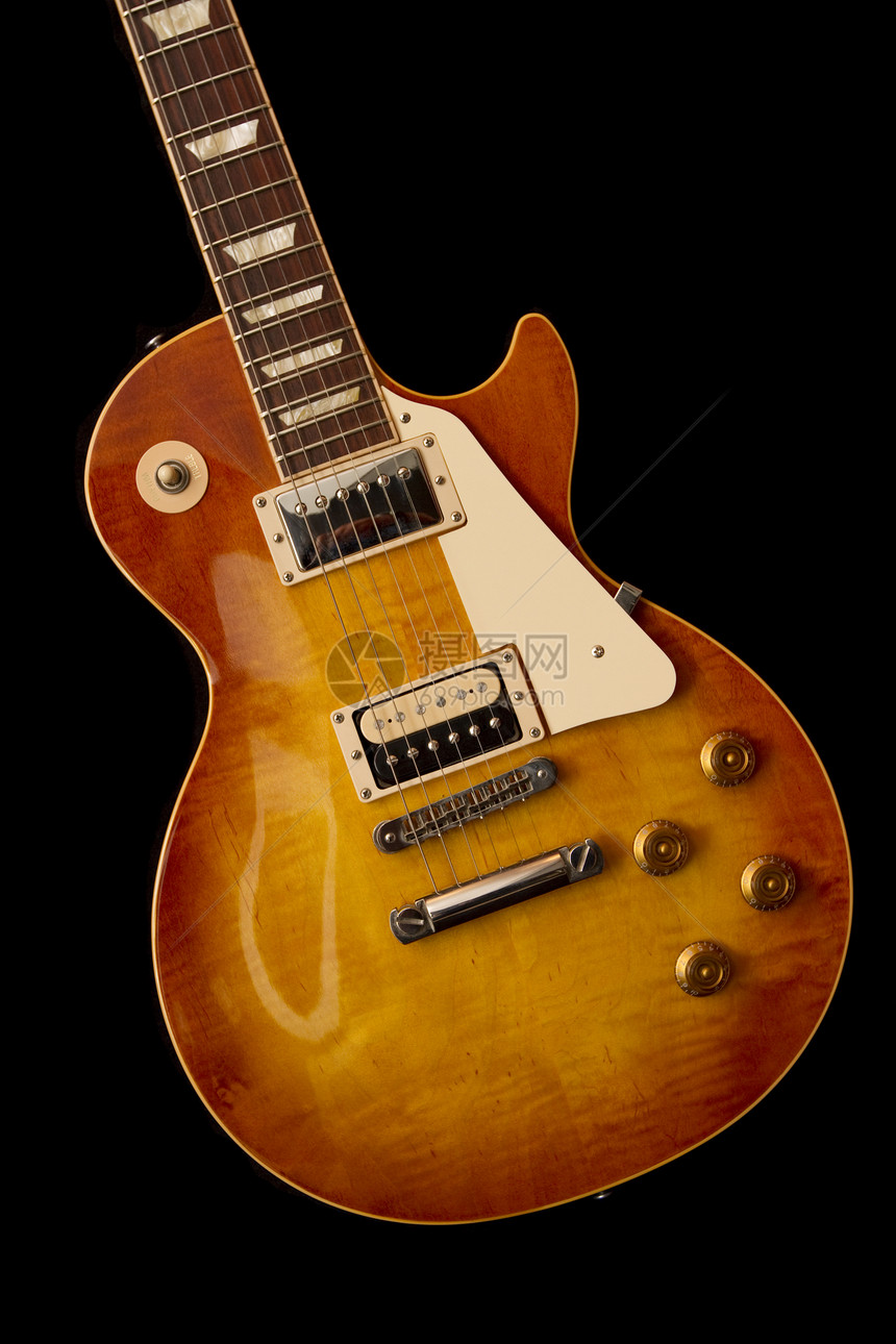 吉布斯白色吉他黄色指板橙子乐器摇滚乐字符串音乐家木头图片