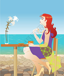 暑期咖啡厅女孩背景图片