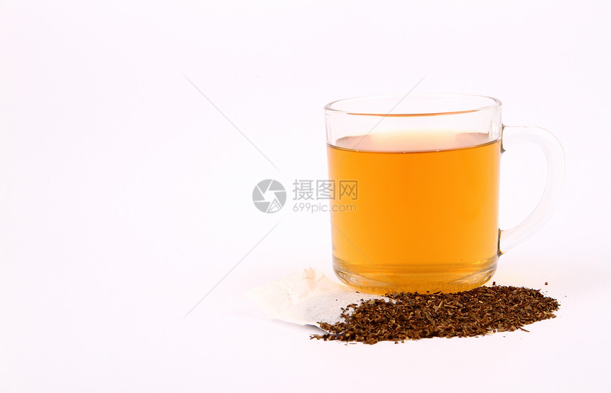 一杯茶和茶叶疗效绿色玻璃状口渴传统玻璃文化杯子金子茉莉花图片