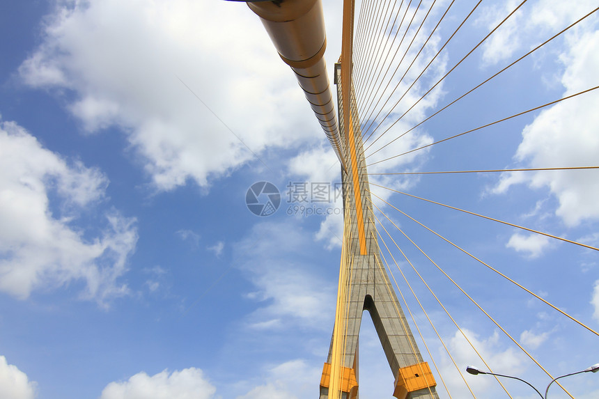 泰籍Bangkok泰国8号大桥Rama 8号地标纪念碑电缆国王基础设施建筑街道旅行城市穿越图片