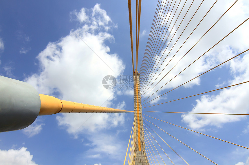 泰籍Bangkok泰国8号大桥Rama 8号城市建筑交通街道电缆建造土地纪念碑工程国王图片