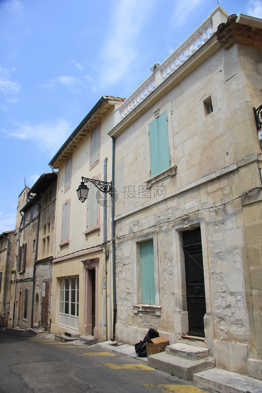 法国阿勒斯街建筑学石头街道快门百叶窗文化住宅窗户村庄房子图片