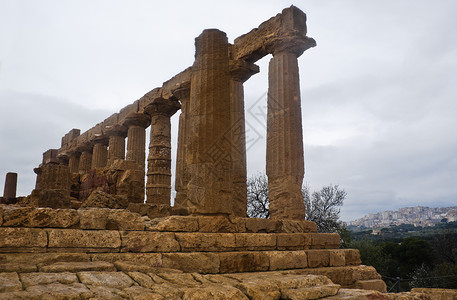 康科迪亚圣殿谷 亚里根托 西西里 意大利历史山谷遗产天空寺庙艺术柱子破坏历史性帝国背景
