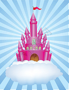 公主梦城堡童话护城河女孩绘画世界插图乐趣少女魔法玩具插画