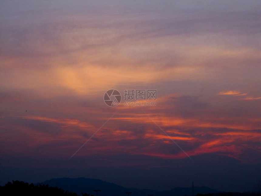 日落宁静太阳红色蓝色紫色天空橙子图片