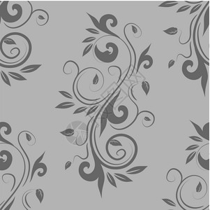 无缝无缝花粉质体装饰墙纸风格植物曲线漩涡灰色装饰品蕾丝叶子背景图片
