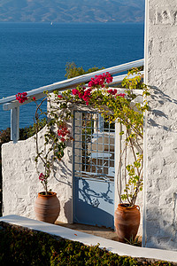 希腊Poros的门背景图片