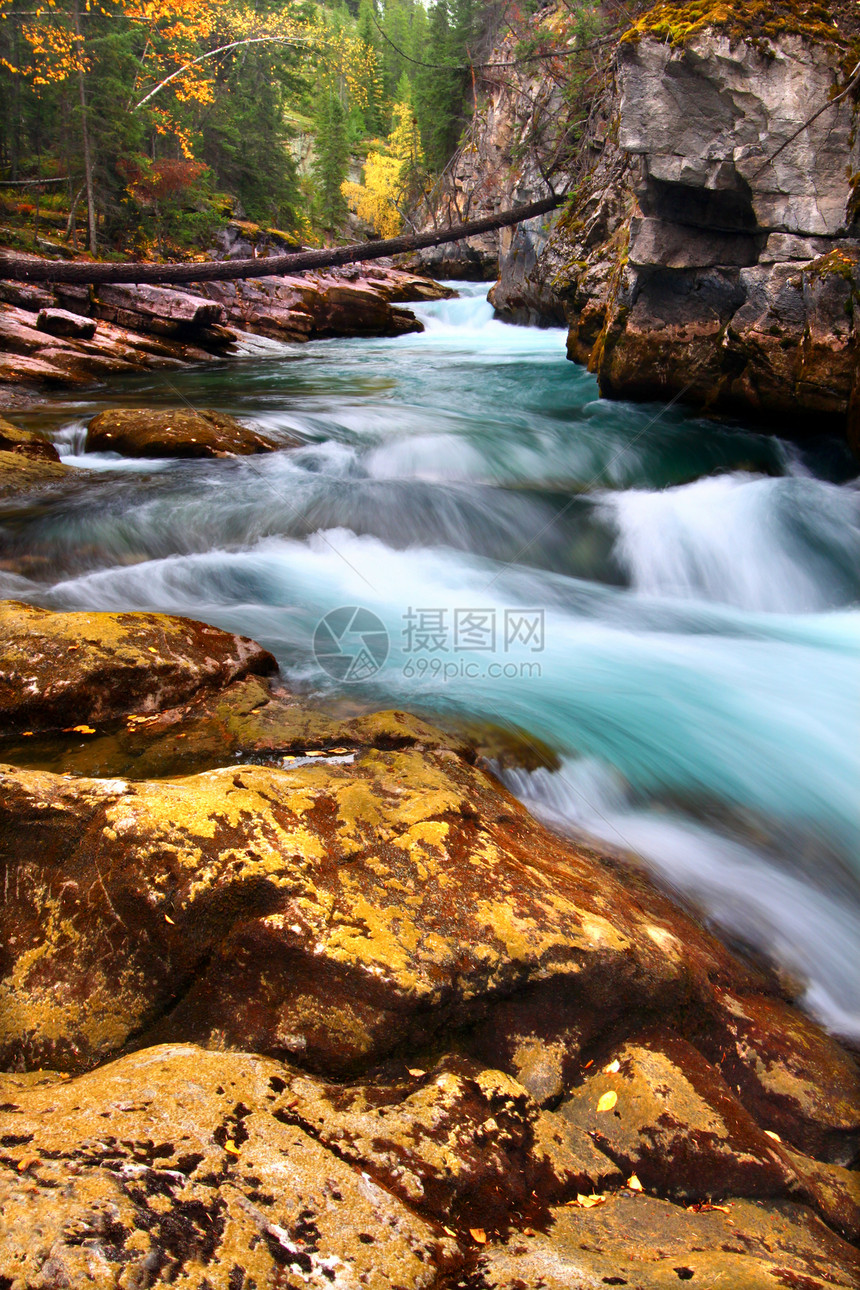 加拿大Maligne峡谷级联风景旅行环境国家栖息地生态地形场景溪流公园图片