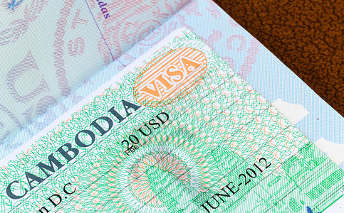 以美国护照签发柬埔寨签证到达高清图片素材