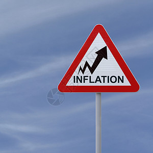 通货膨胀上升天空价格标志路标经济蓝色三角形警告背景图片