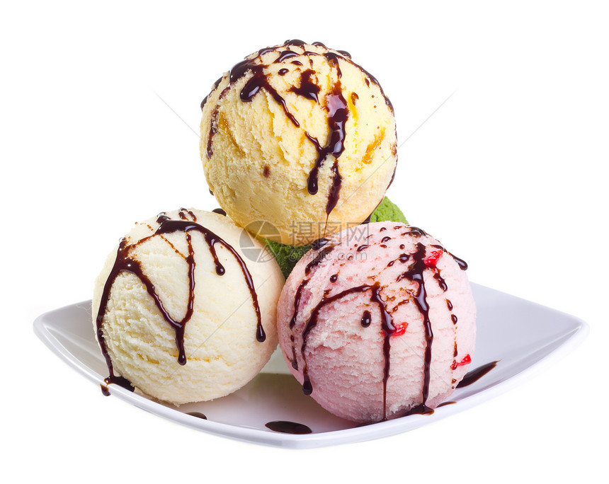 冰淇淋香草甜点奶油食物巧克力糖浆配料白色图片