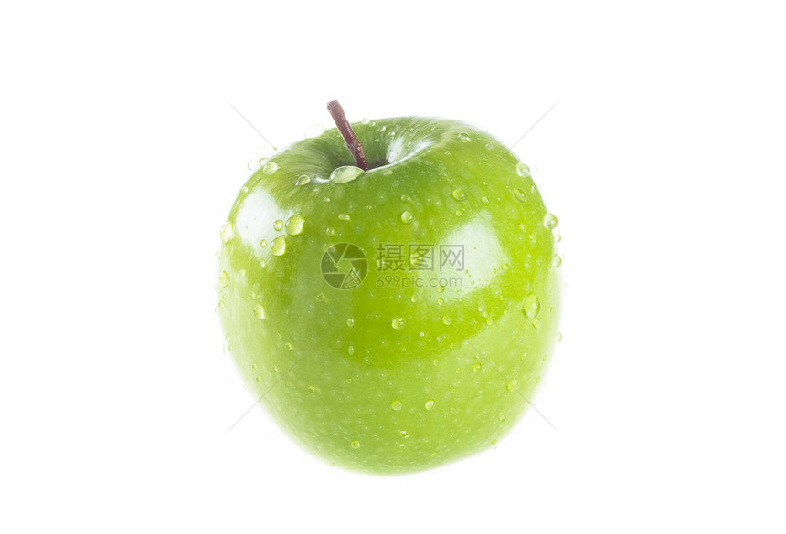 绿苹果水果绿色食物健康白色阴影小吃图片