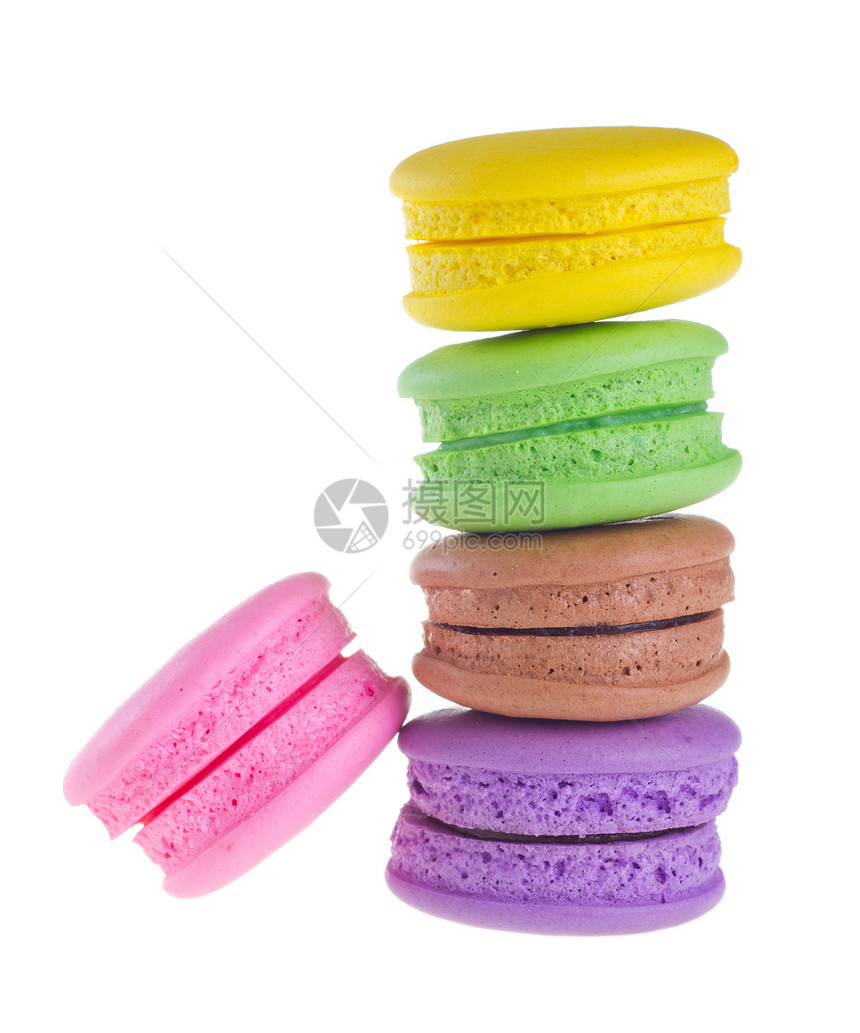 马卡龙蛋糕饼干甜点食物粉色味道糖果白色黄色美食图片