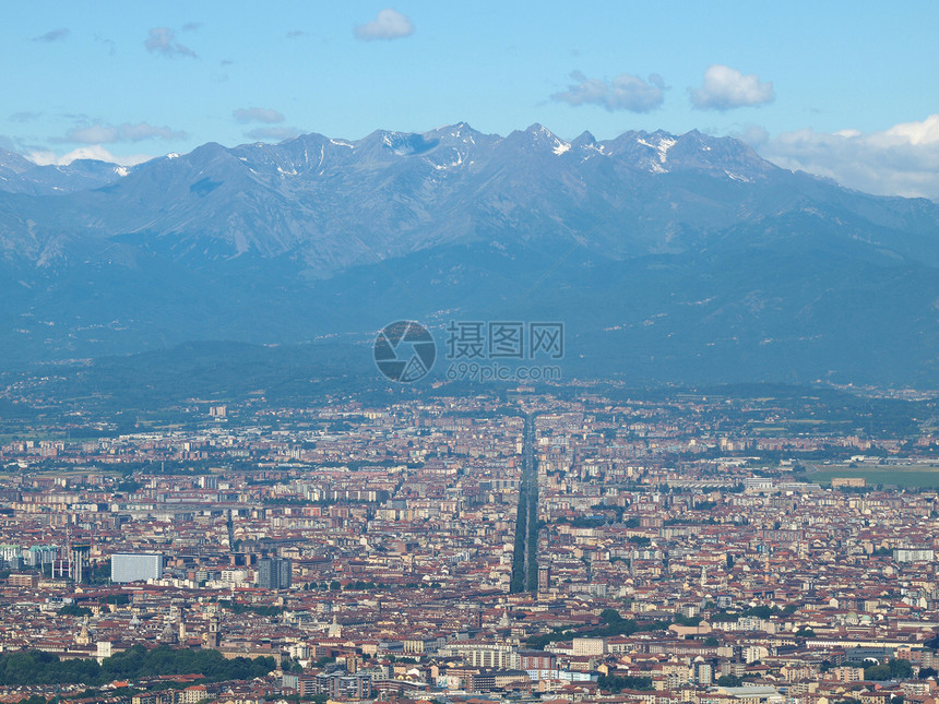 意大利都灵城市山脉爬坡建筑学天际全景纪念碑图片