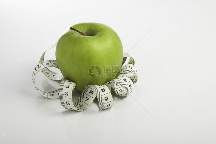 带有度量磁带的苹果程序减肥化合物成功水果节食重量单元生活营养师活力图片
