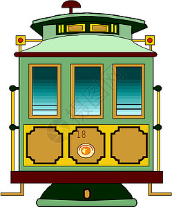 旧电车轻轨售票员电杆运输艺术导轨插图司机引擎绘画插画