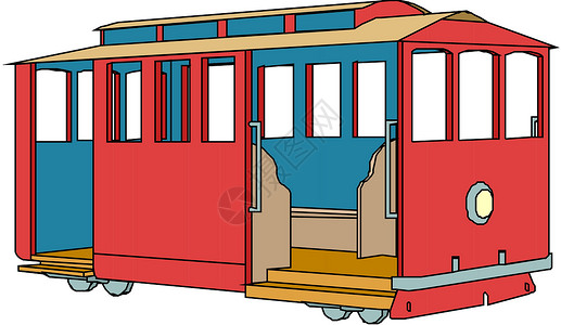 旧电车有轨电车旅行历史导轨引擎艺术运输红色插图车辆插画