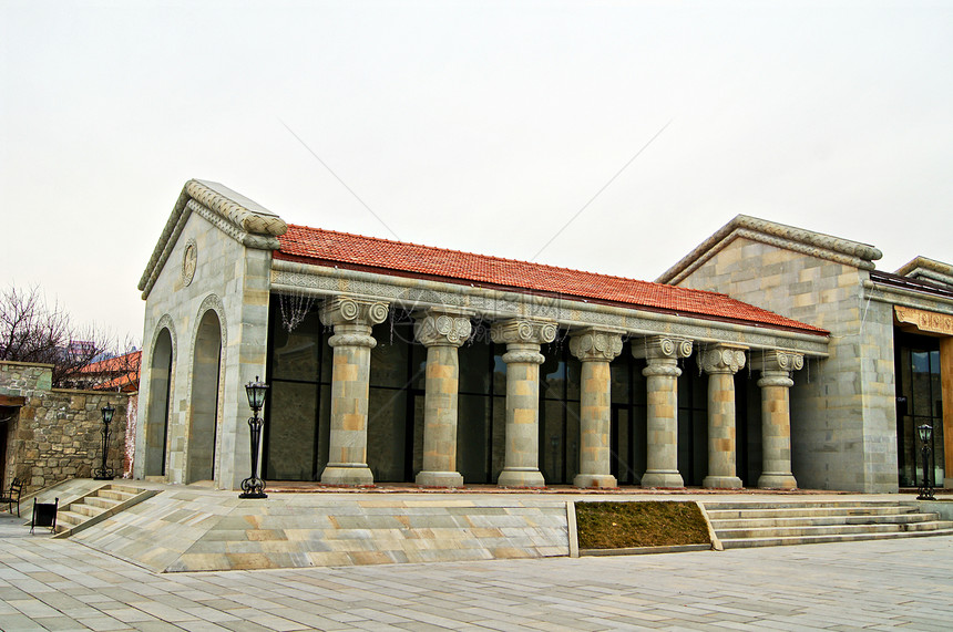 格鲁吉亚古代首都麦克克塞塔Mcxeta外 格鲁吉亚的象征之一石头大教堂旅行教会圆顶历史性宗教天空场景寺庙图片