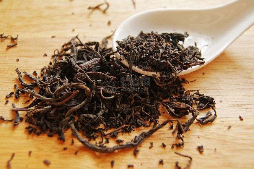 中国竹垫茶食物宏观叶子勺子饮料木头草本植物文化植物药品图片