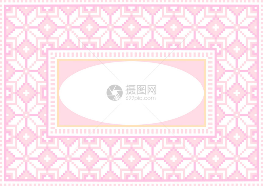具有几何模式的构成纺织品球衣地毯插图时尚粉色正方形刺绣空白粉彩图片