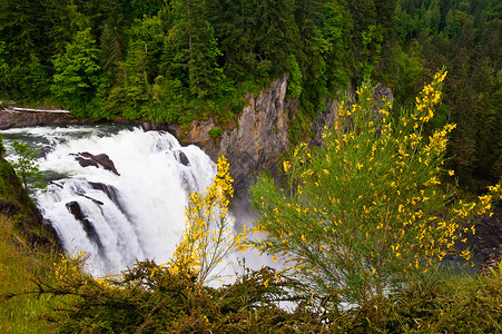 斯诺夸尔米瀑布旅行激流岩石活力观光溪流季节吸引力环境急流背景