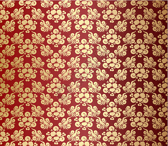 无缝无缝花粉质体装饰品编织风格蕾丝红色曲线滚动植物黑色墙纸背景图片
