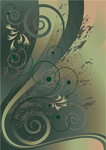 绿色背景上的螺旋和条纹插图横幅艺术曲线波纹透明度花瓣珠宝印迹纤维背景图片