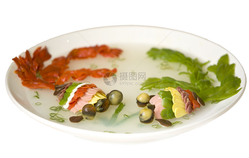 中国饮食文化 中国菜盘美味海鲜螃蟹中餐烹饪素食食物绿色宴会佳肴图片