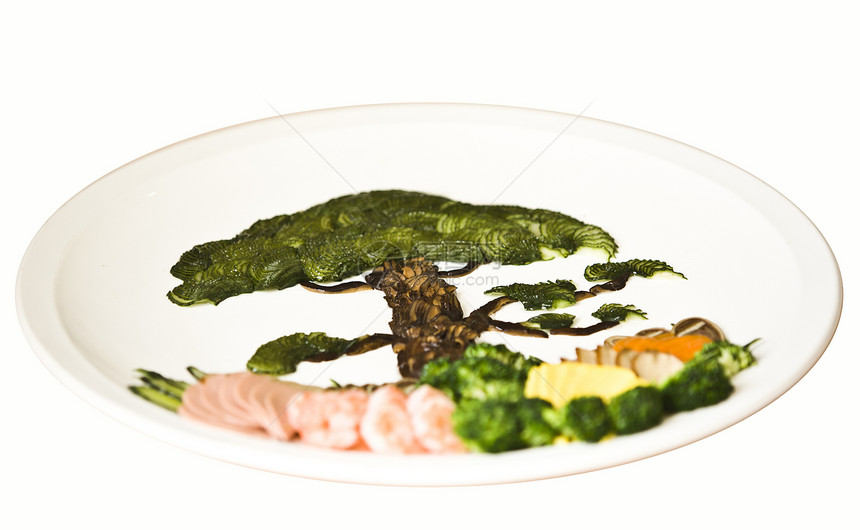 中国饮食文化 中国菜盘贝类中餐佳肴烹饪螃蟹食物美味饭厅宴会绿色图片