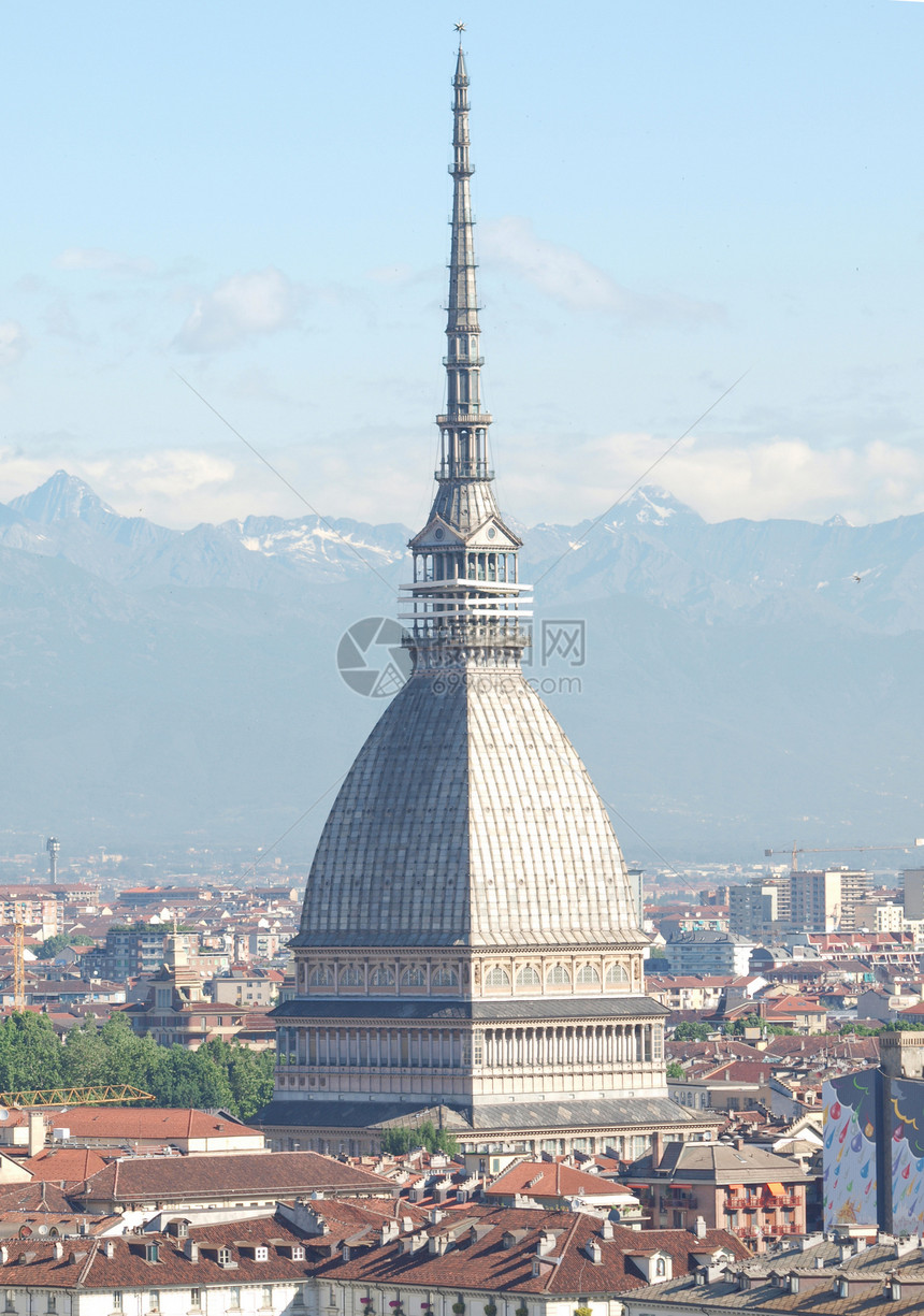 意大利都灵建筑学全景山脉天际纪念碑爬坡城市图片