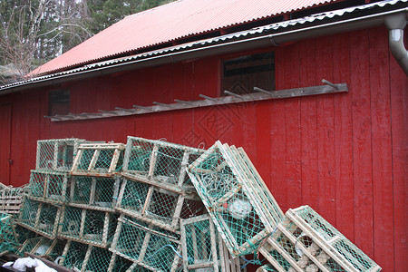 边框库素材网渔船和渔网螃蟹钓鱼红色龙虾小龙虾渔夫船库海事背景