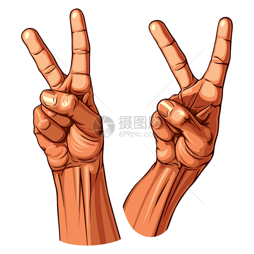 一组双手光栅化棕榈人类插图绘画手腕符号设计情绪优胜者图片