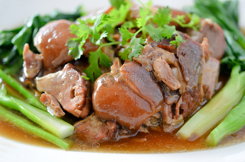 中国风格食品腹部食物美食烹饪猪肉酱油盘子皮肤蔬菜图片