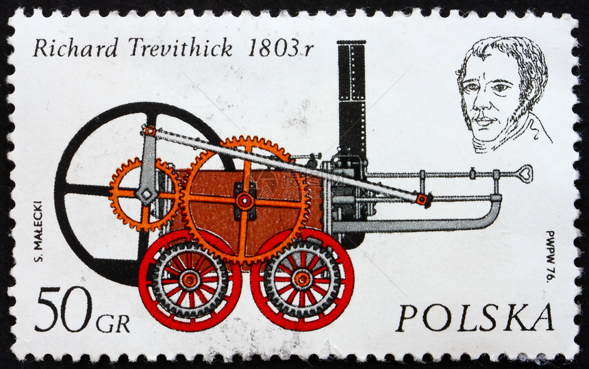 波兰1976年波兰邮戳 引擎 作者图片