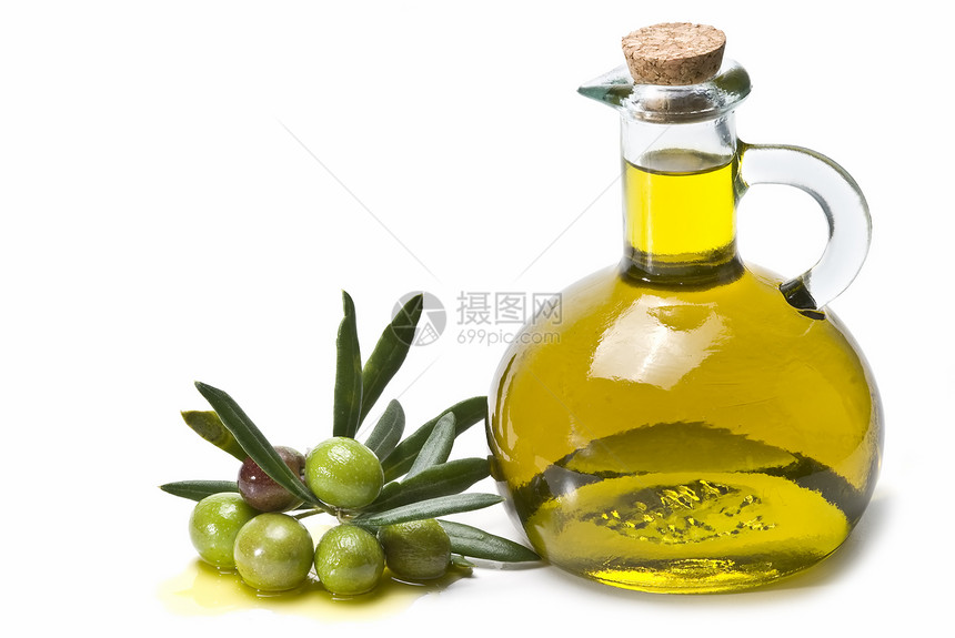 绿色橄榄和油图片