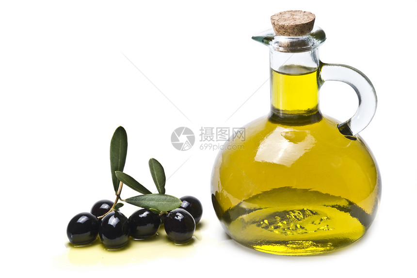 黑橄榄和油树叶瓶子营养饮食商业沙拉农业玻璃调味品营销图片