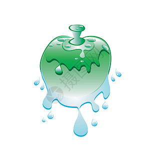 泼水的素材新鲜绿色苹果蔬菜设计水滴蓝色图标水果背景液体水泡气泡设计图片