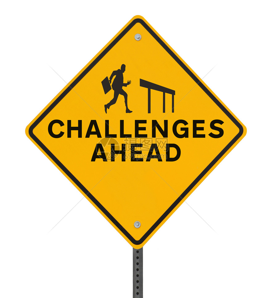前面的挑战  路标标志障碍岁月跑步钻石商业人士指示牌男人逆境商务图片