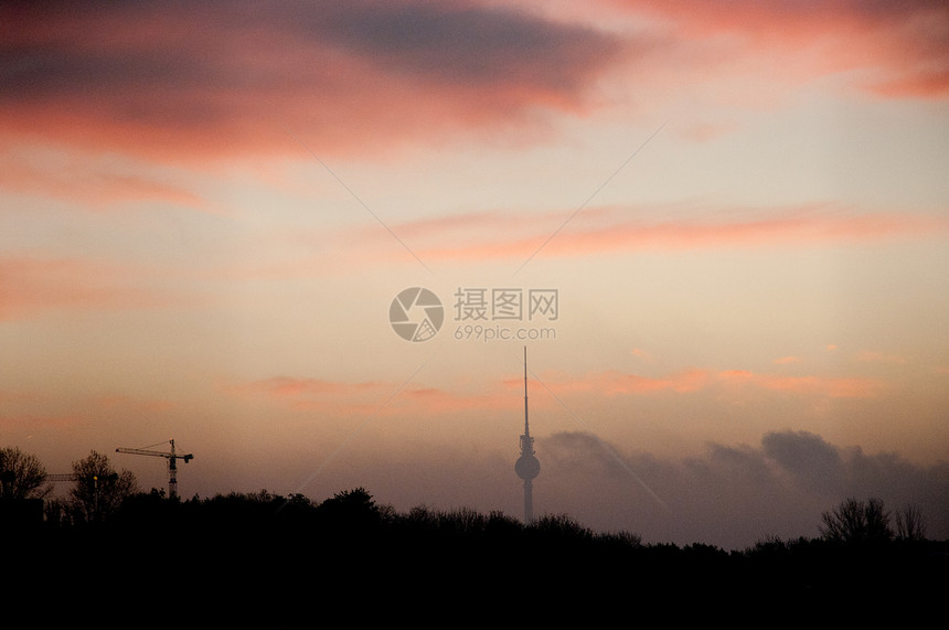 柏林电视塔太阳天际建设电视主城施工首都广场转子日出图片