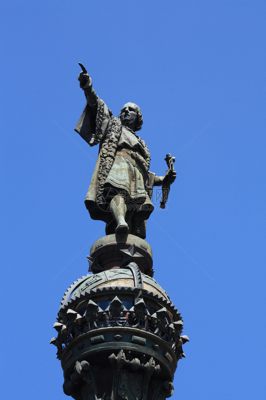 巴塞罗那哥伦布纪念碑历史蓝色青铜港口雕塑雕像建筑学地标纪念碑图片