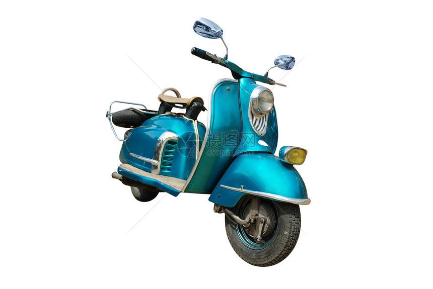 孤立的蓝车摩托摩托车图片