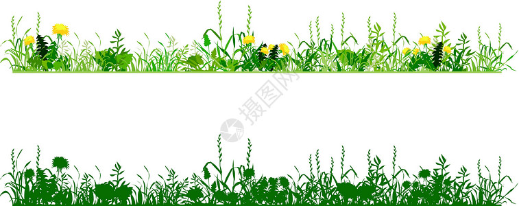 草地农场植物绿色花朵插图小精灵花园场地草原剪影高清图片
