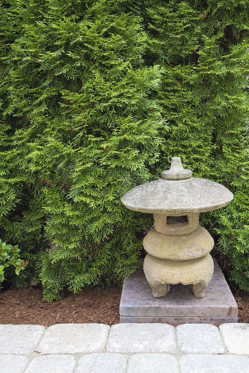 日本石形塔绿化宝塔乔木雕塑花园覆盖物树木履历景观露台图片