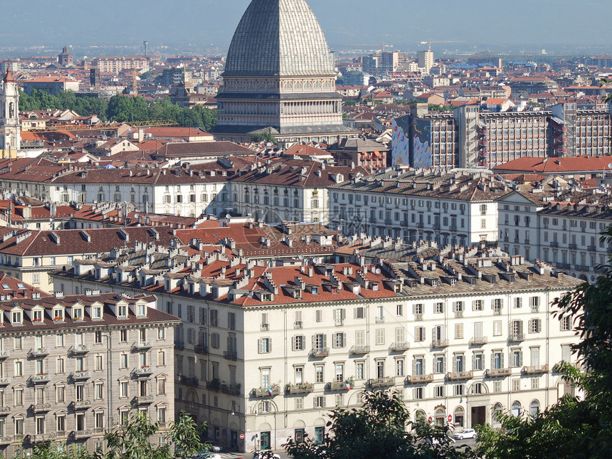 意大利都灵爬坡山脉全景纪念碑天际城市建筑学图片