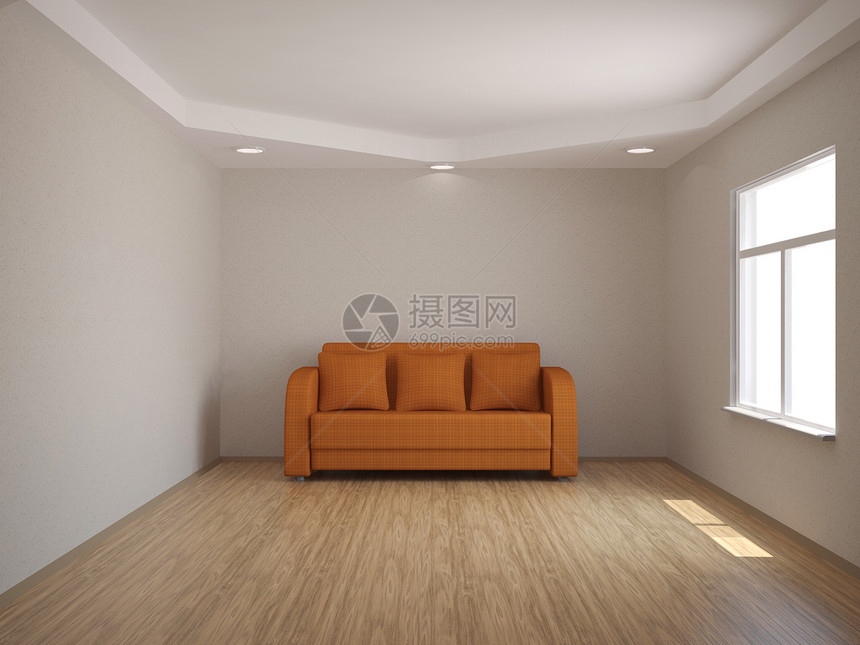 橙色沙发窗户摆设枝形橙子玻璃房子主义者休息公寓木头图片