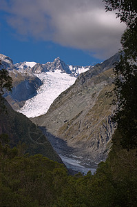 Fox 冰川风景高地山脉晴天崎岖阳光背景图片