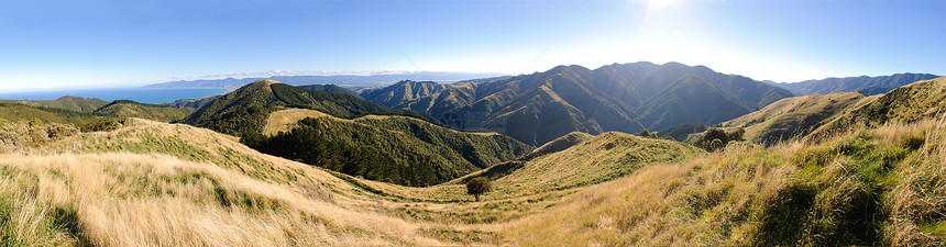 瓦伊拉拉拉巴海岸线山脉山顶海洋全景风景爬坡图片