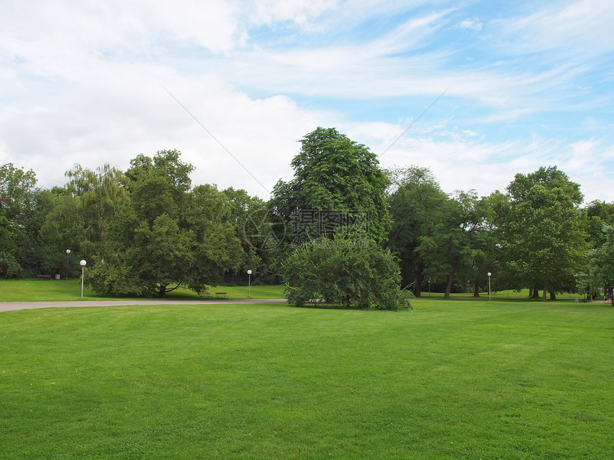 德国斯图加特的花园草地联盟绿色植被树木公园图片
