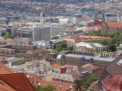 德国斯图加特天际城市电视中心全景联盟背景图片